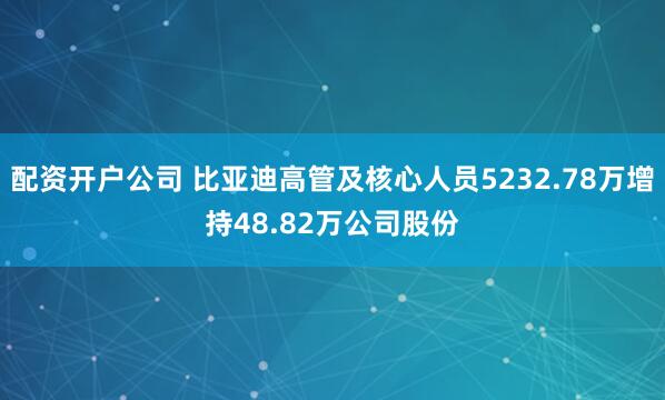 配资开户公司 比亚迪高管及核心人员5232.78万增持48.82万公司股份