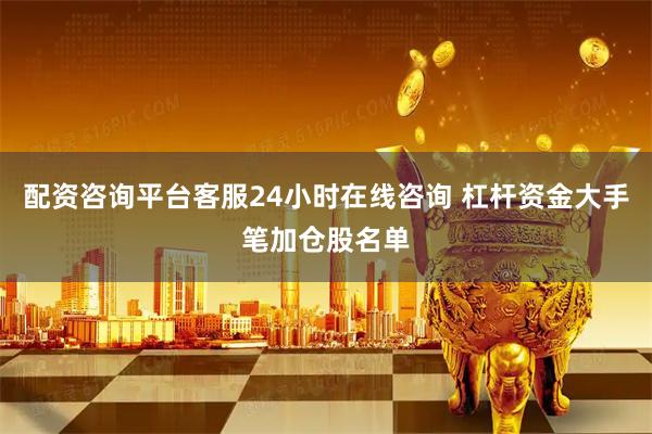 配资咨询平台客服24小时在线咨询 杠杆资金大手笔加仓股名单